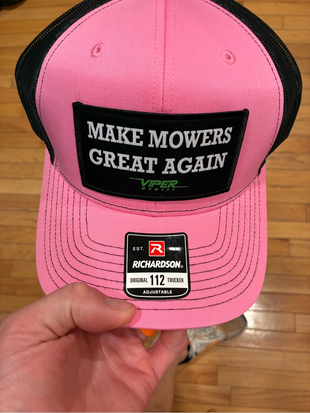 Richardson Viper Make Mowers Great Again  Trucker Hat Mesh Back Pink New RARE!